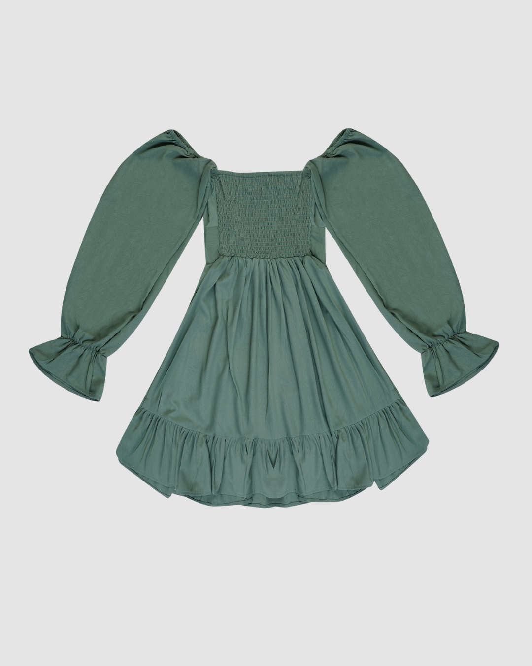 Emerald Off Shoulder Ruffle Dress