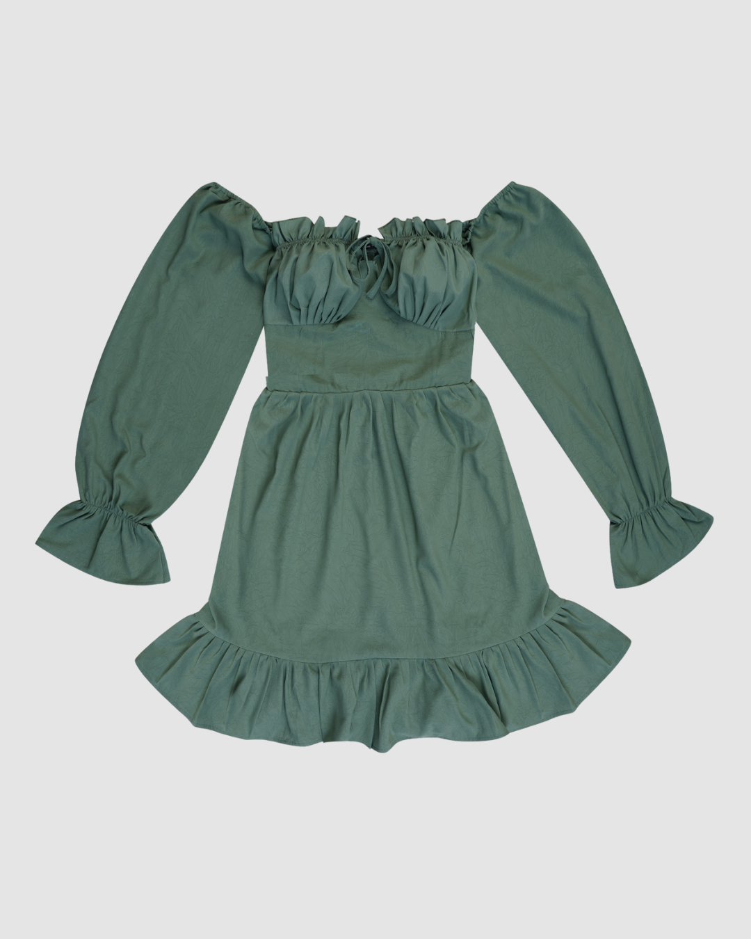Emerald Off Shoulder Ruffle Dress