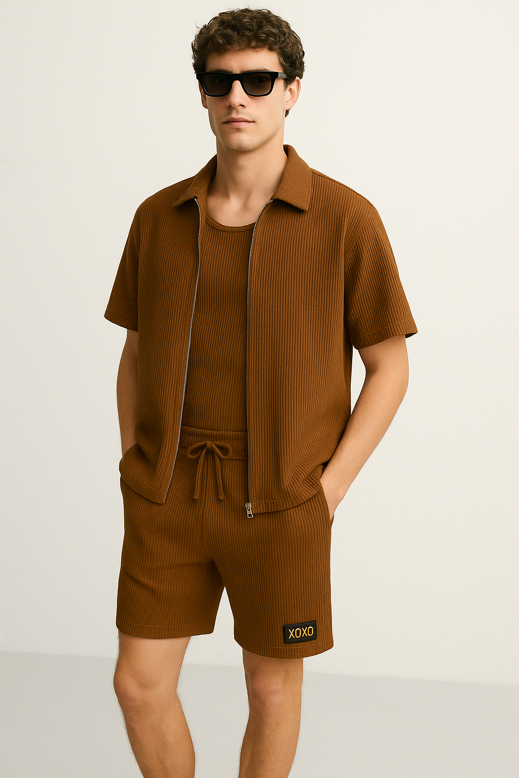 XOXO  Camel Brown Corduroy Shorts
