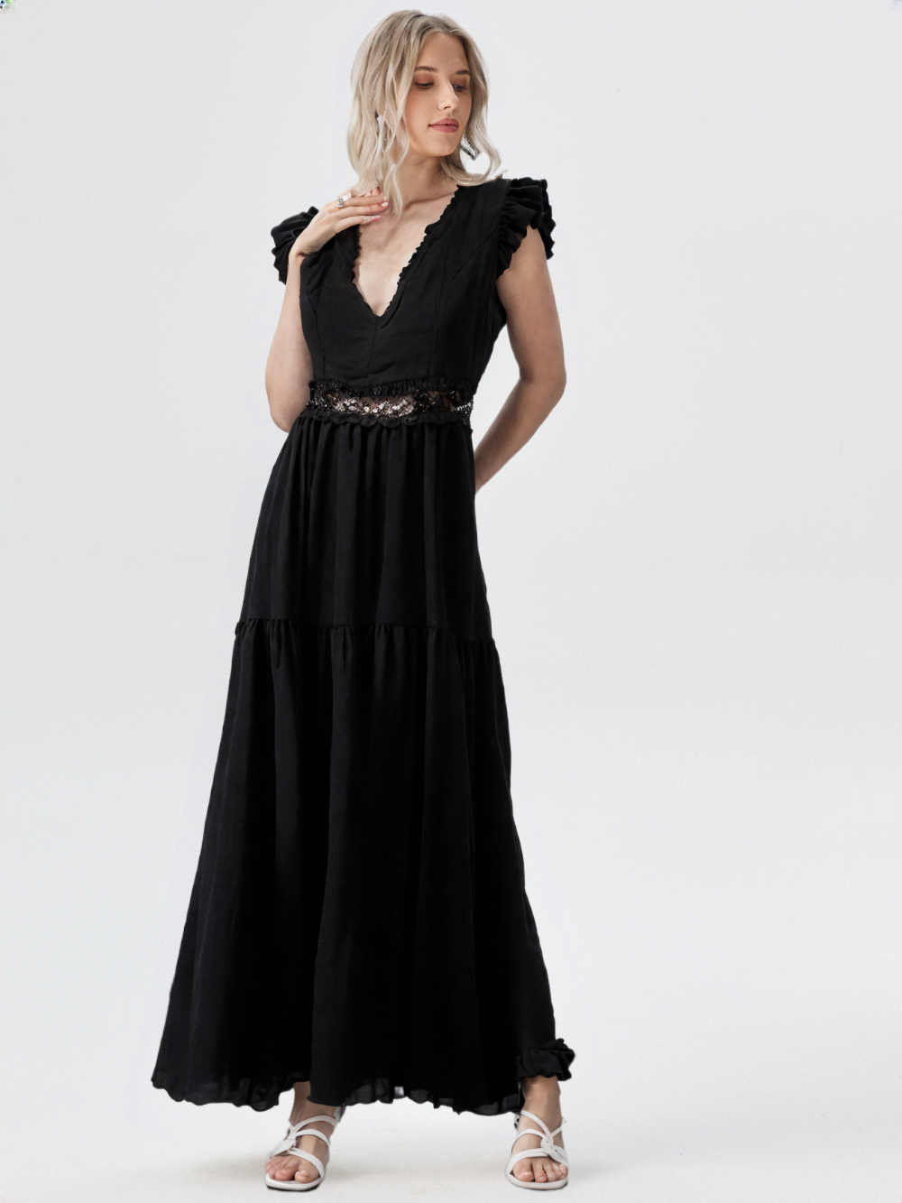 Serenade of Night – Elegant Black Maxi Dress